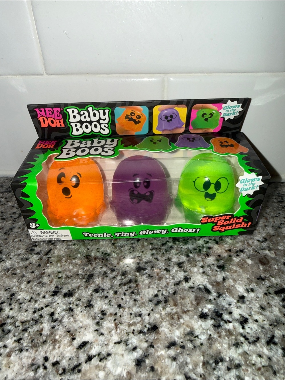 Needoh Baby Boos Glow-in-the-Dark Ghosts - Orange, Purple, Green